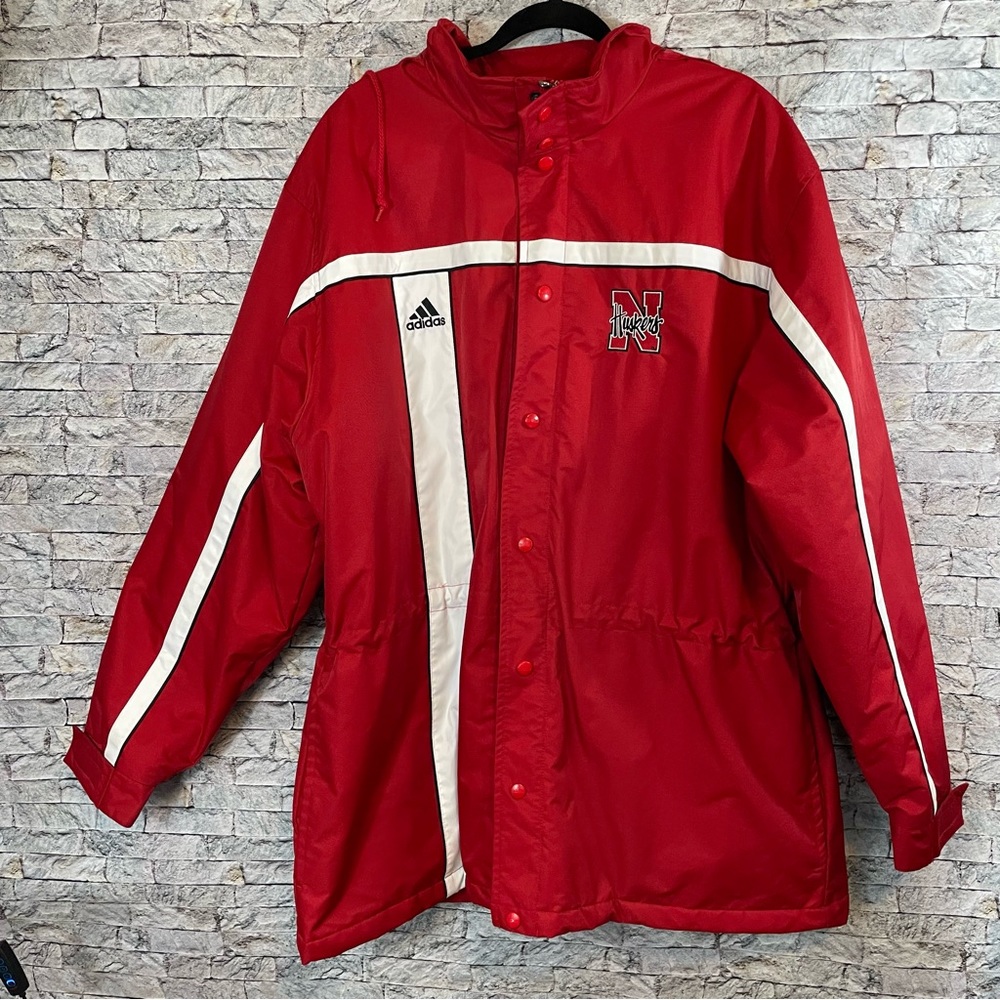Adidas Nebraska cornhuskers vintage parka jacket red and white